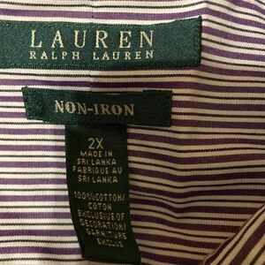 Ralph Lauren, 2X, No iron, cotton shirt, like new.